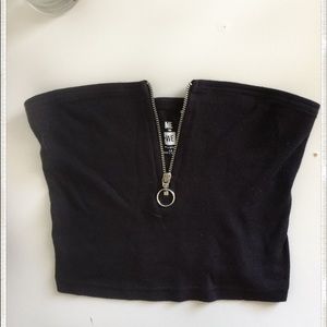 Trendy cropped tube top with adjustable zipper